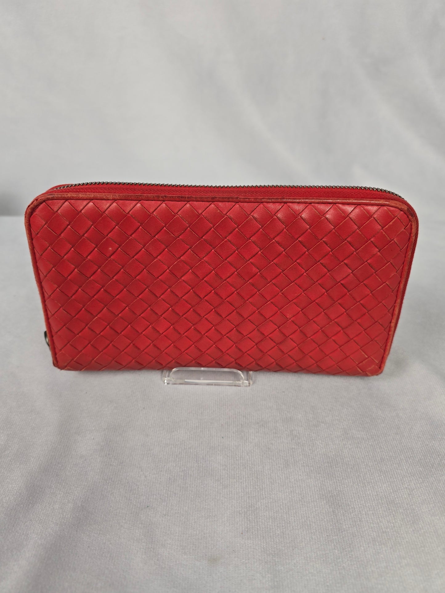 Bottega Veneta Red Intrecciato Leather Continental Wallet