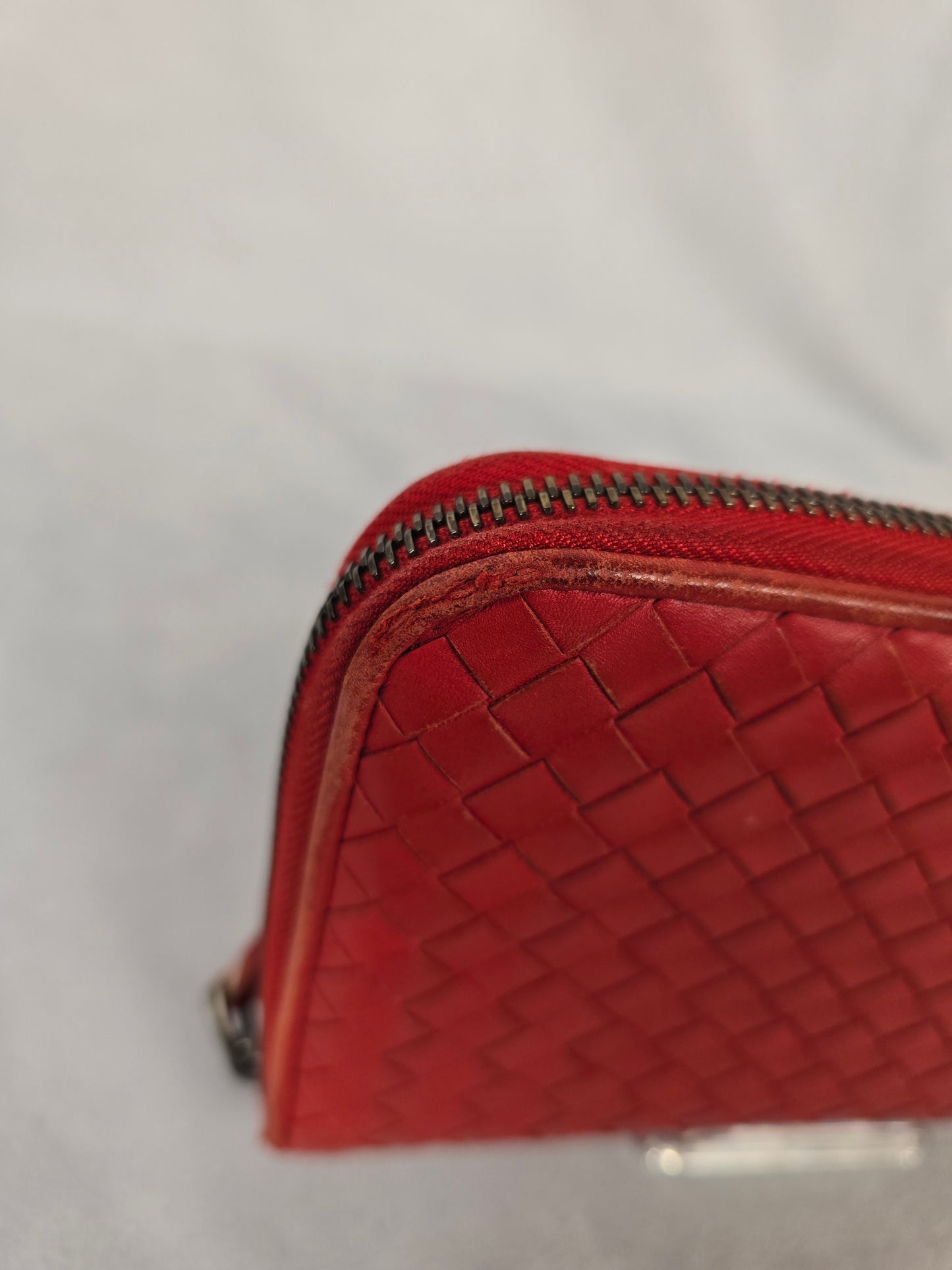 Bottega Veneta Red Intrecciato Leather Continental Wallet