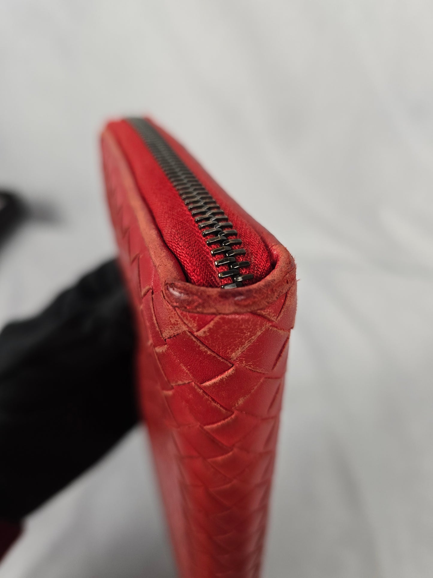 Bottega Veneta Red Intrecciato Leather Continental Wallet