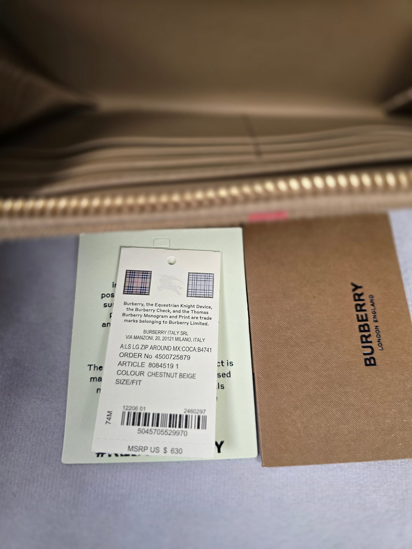 Burberry Check Zip Wallet - New Condition