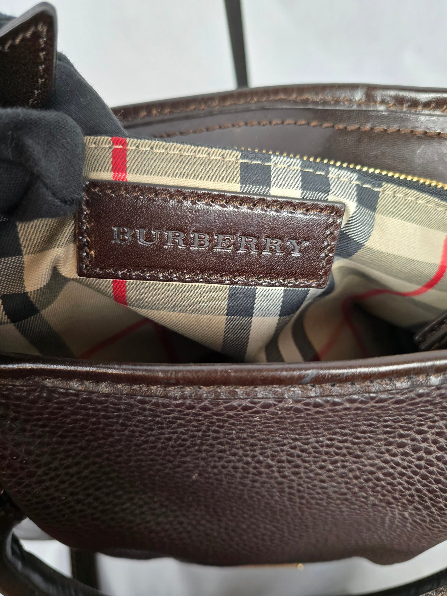 Burberry Brown Leather Two-Way Handbag