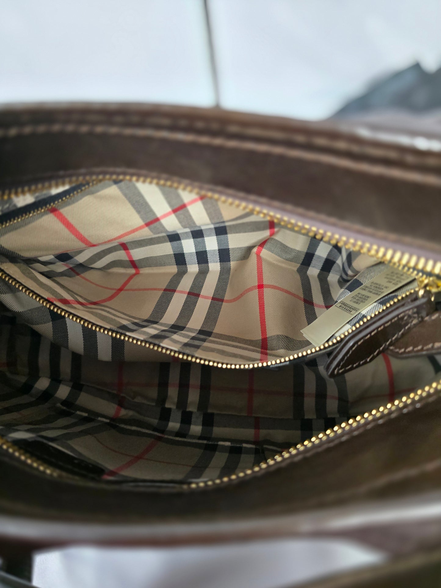 Burberry Brown Leather Two-Way Handbag