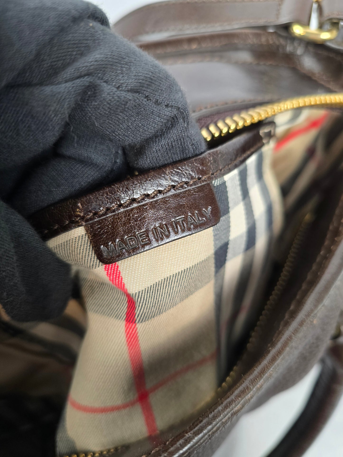 Burberry Brown Leather Two-Way Handbag