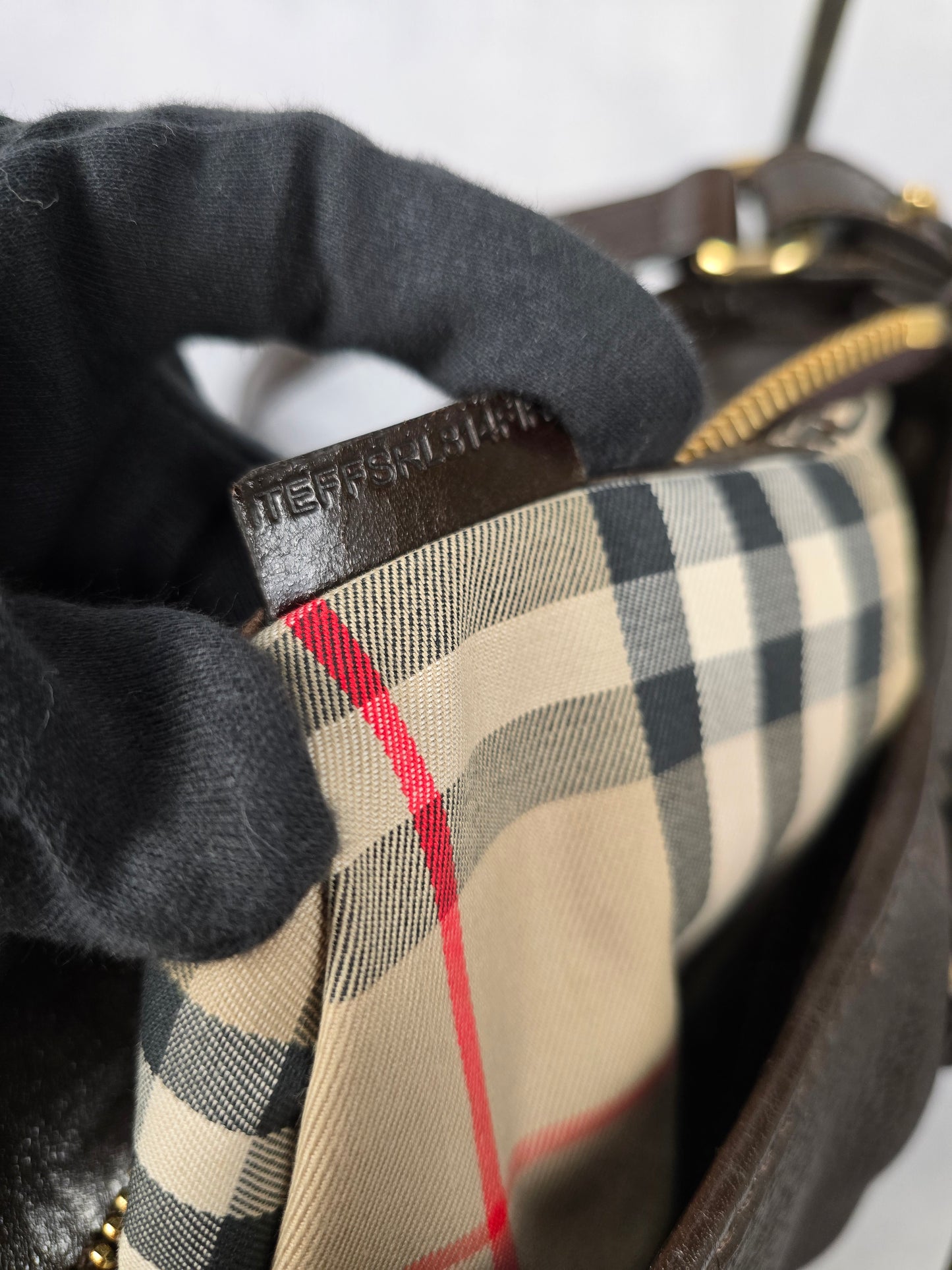 Burberry Brown Leather Two-Way Handbag