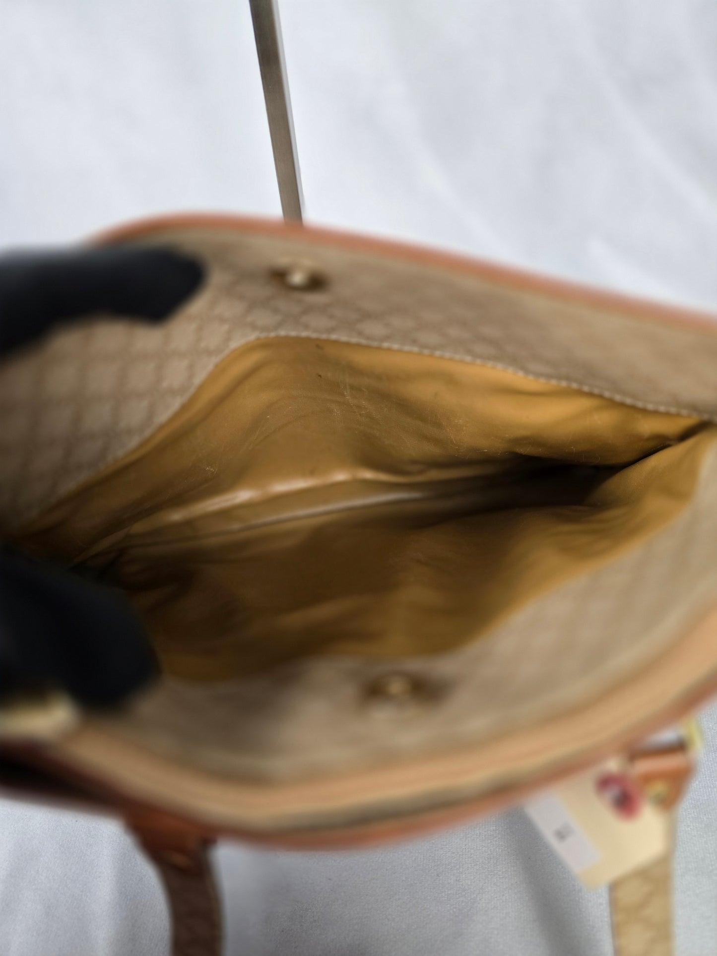 Celine Vintage  Macadam Leather Trim Top Handle Bag