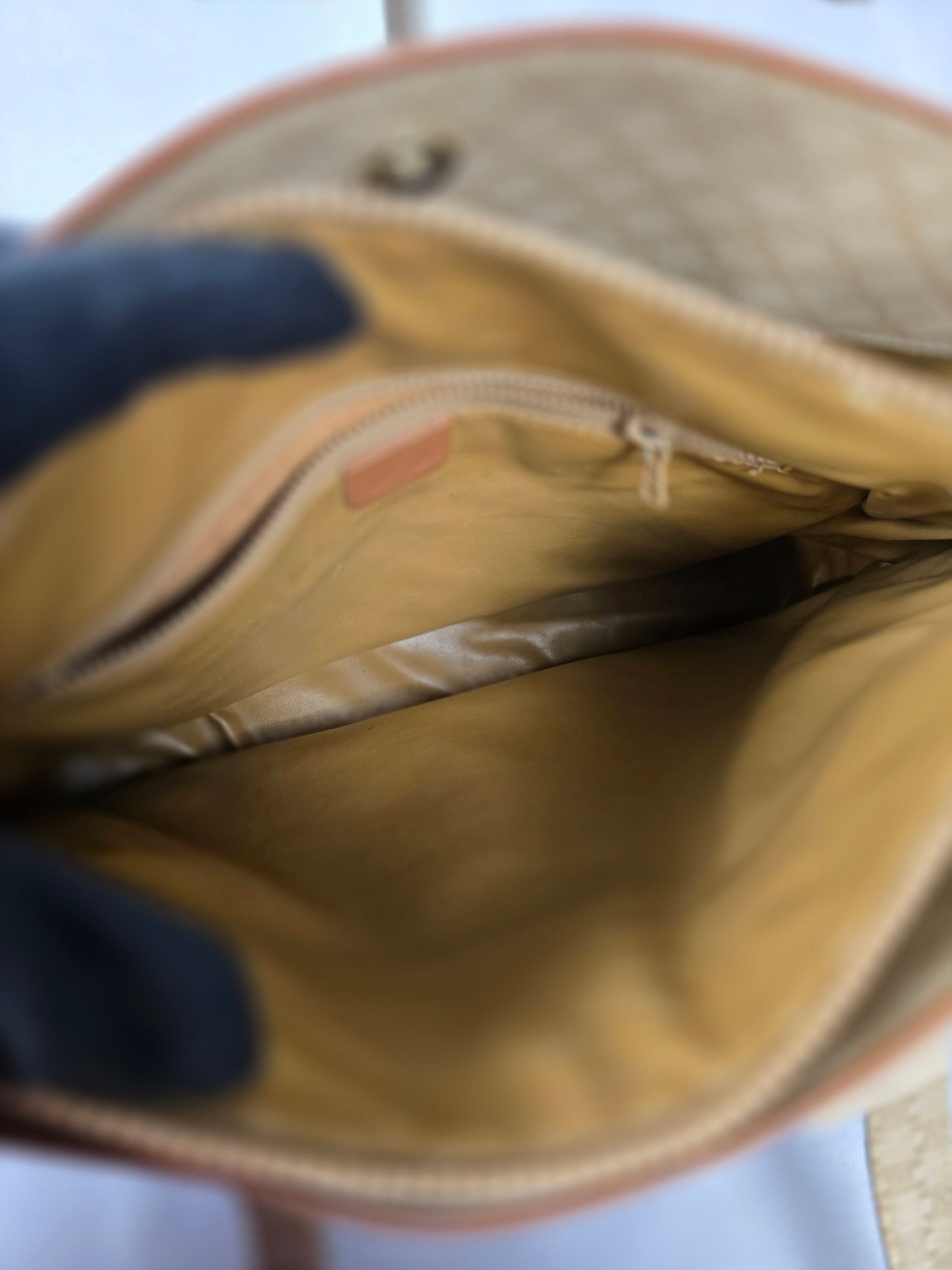 Celine Vintage  Macadam Leather Trim Top Handle Bag