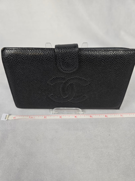 Chanel CC Black Pebble Leather Wallet