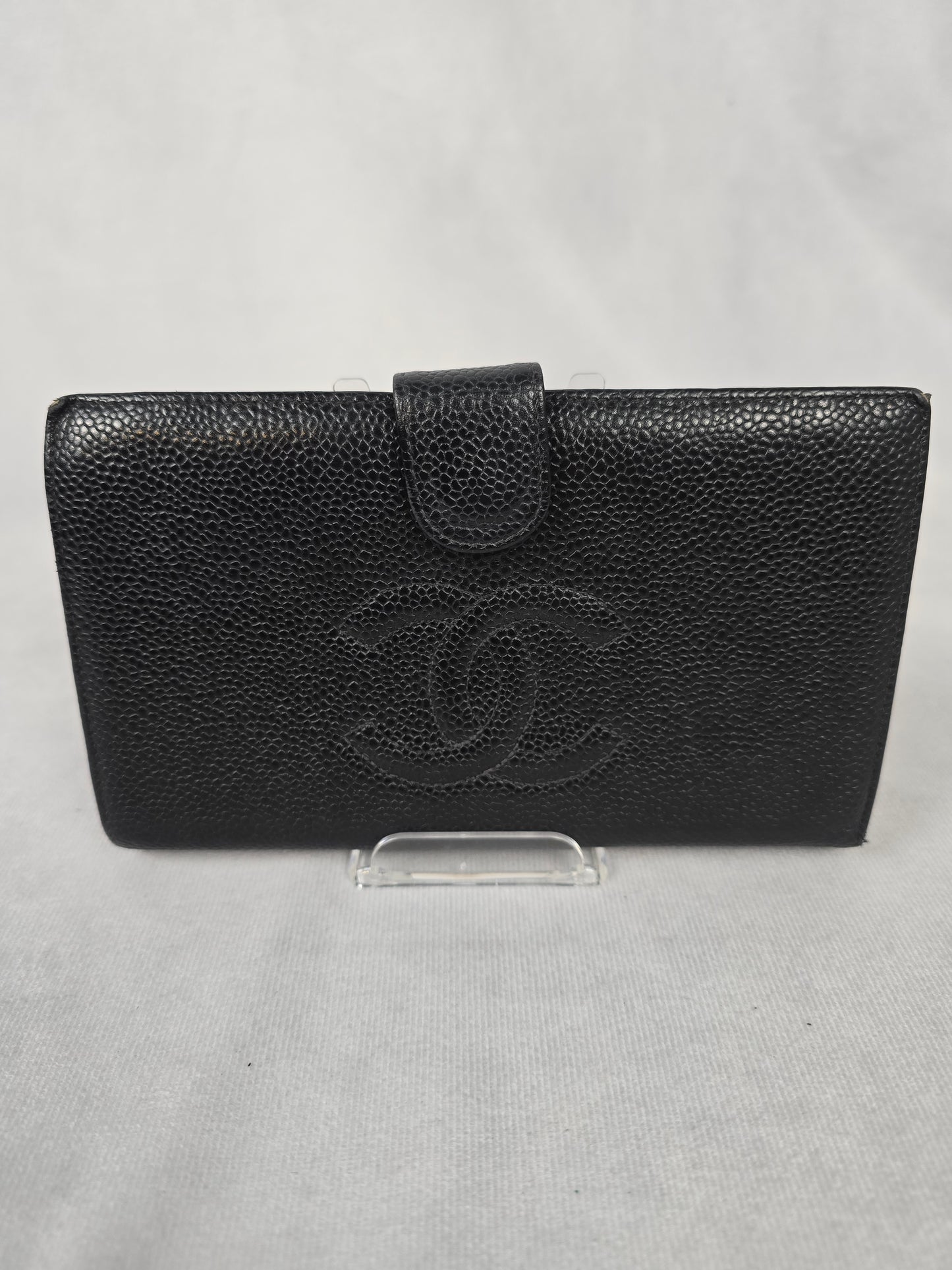 Chanel CC Black Pebble Leather Wallet