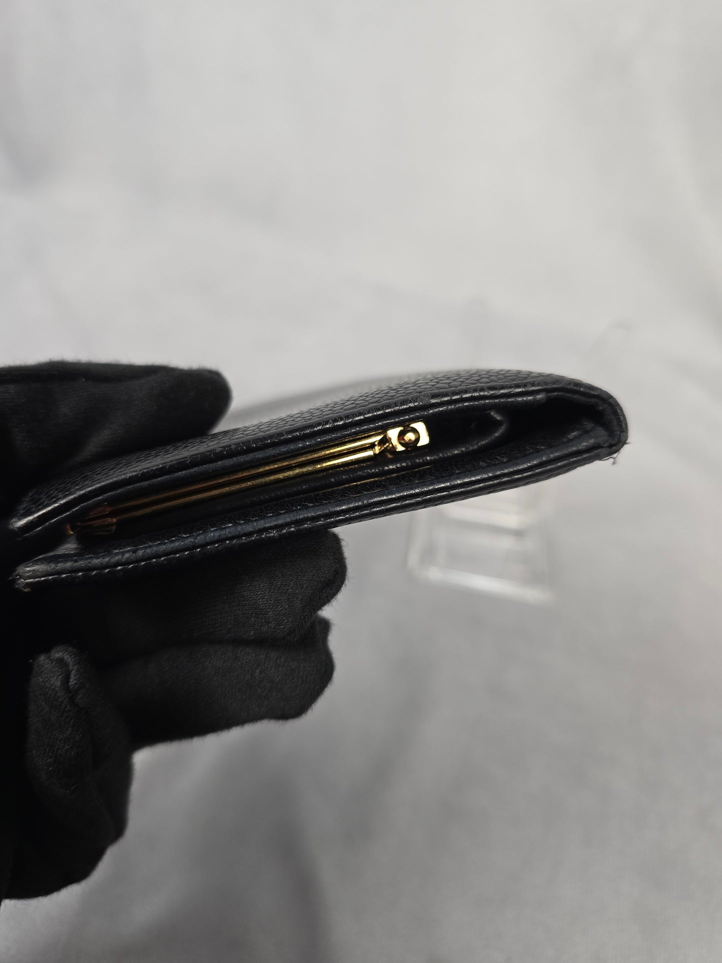 Chanel CC Black Pebble Leather Wallet