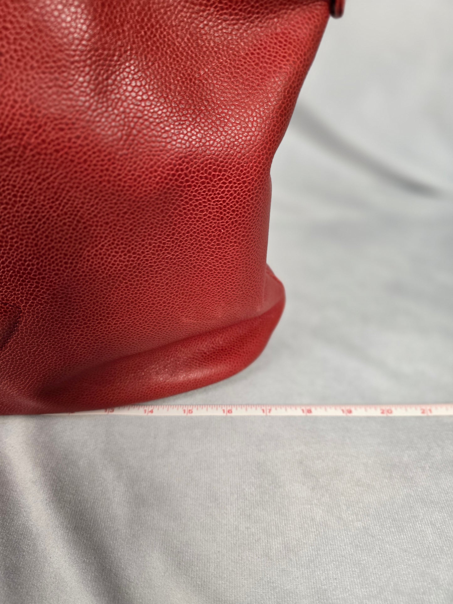 Chanel CC Large Dome Tote in Red Caviar Leather