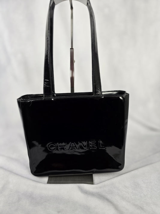 Chanel Black Patent LAX Tote