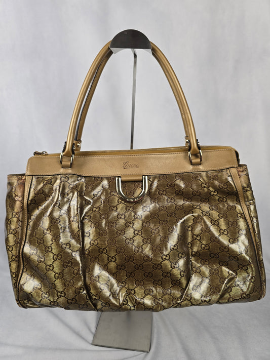 Gucci Brown GG Crystal Abbey D-Ring Tote