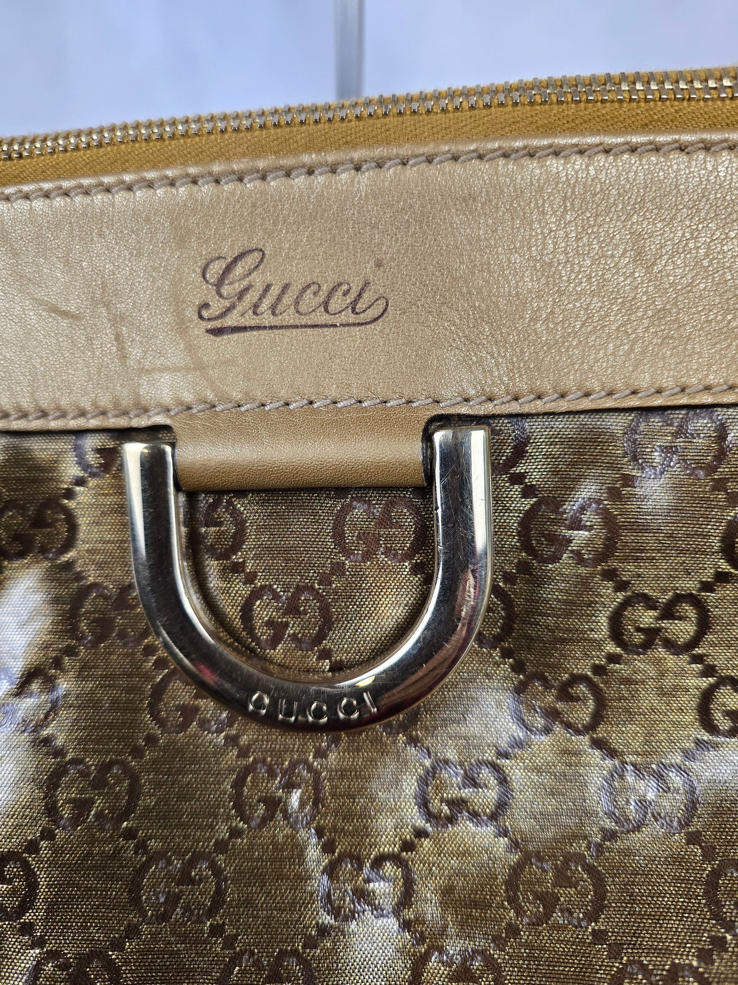 Gucci Brown GG Crystal Abbey D-Ring Tote