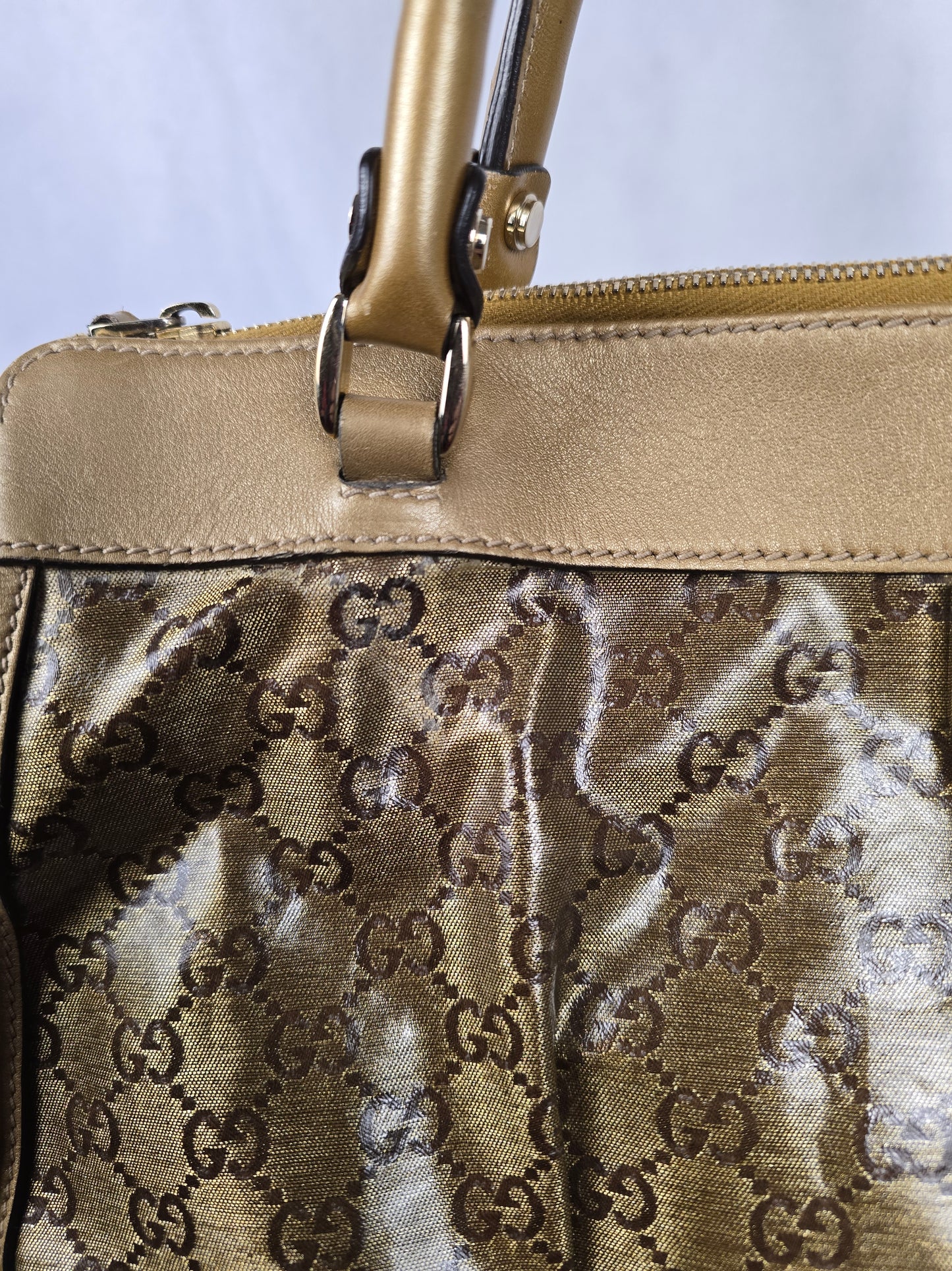 Gucci Brown GG Crystal Abbey D-Ring Tote