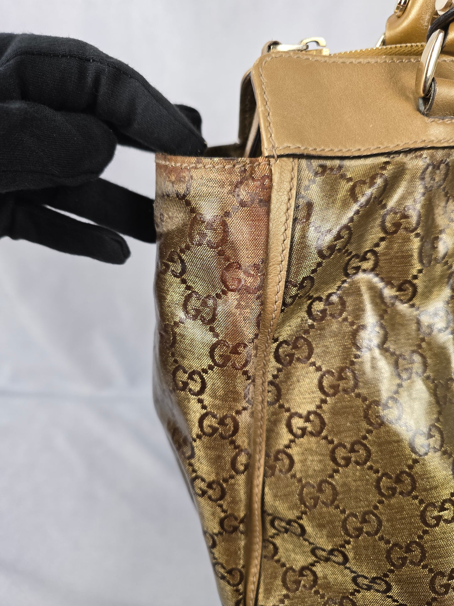 Gucci Brown GG Crystal Abbey D-Ring Tote