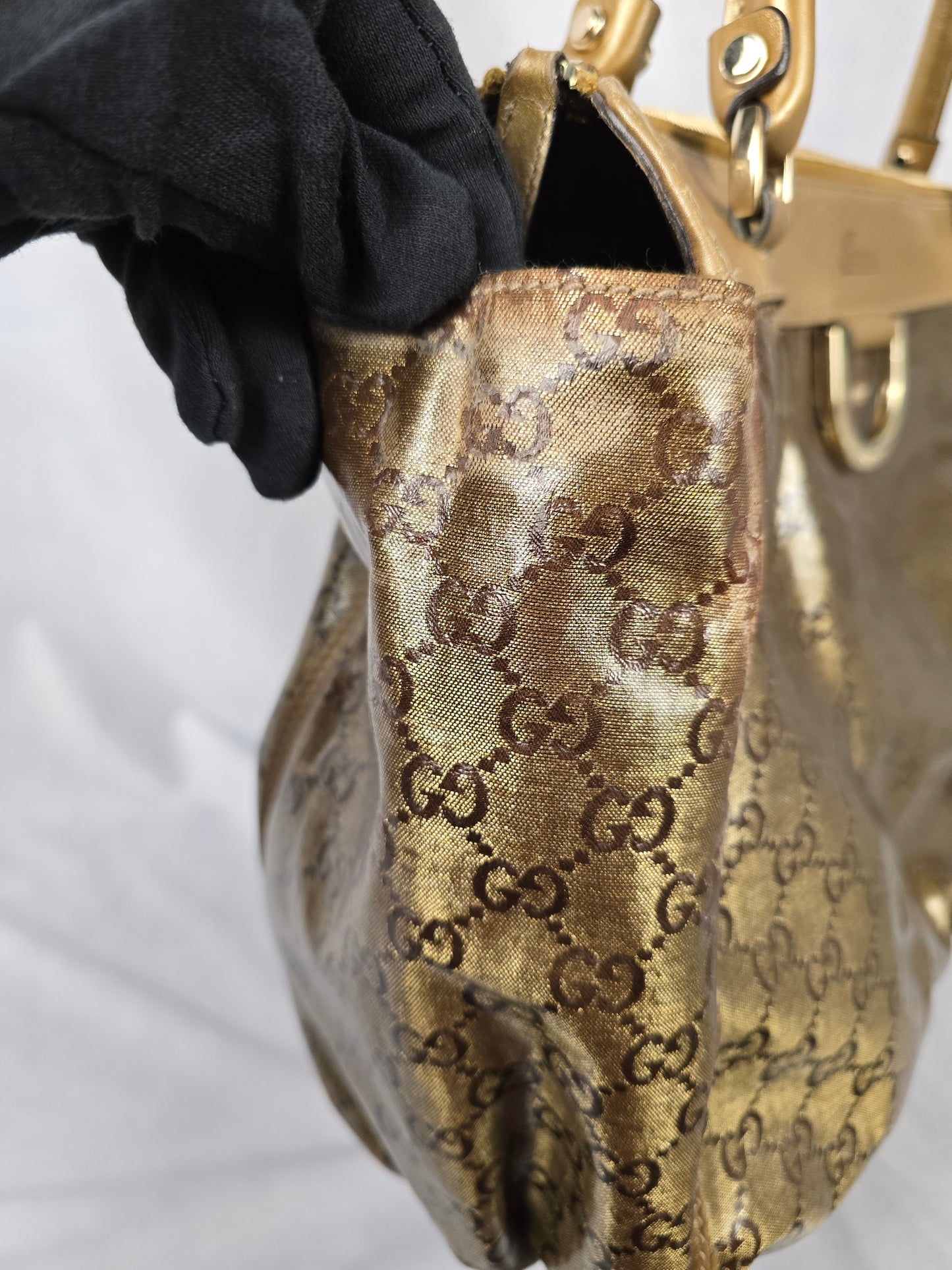 Gucci Brown GG Crystal Abbey D-Ring Tote