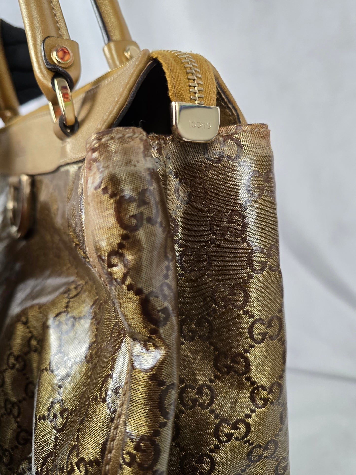 Gucci Brown GG Crystal Abbey D-Ring Tote