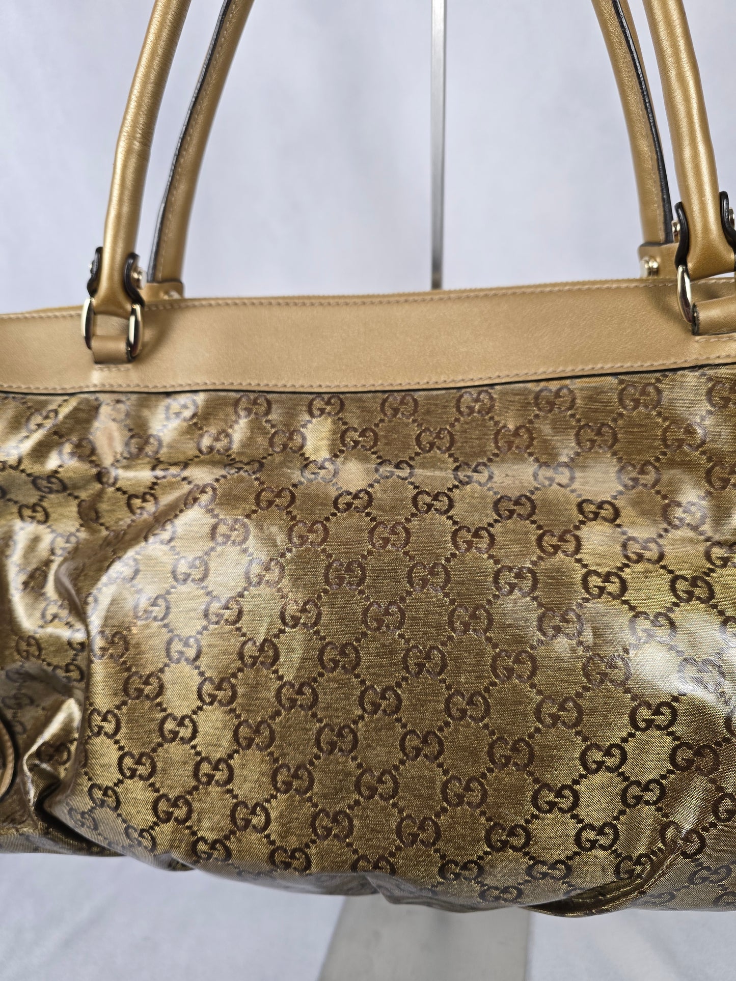 Gucci Brown GG Crystal Abbey D-Ring Tote