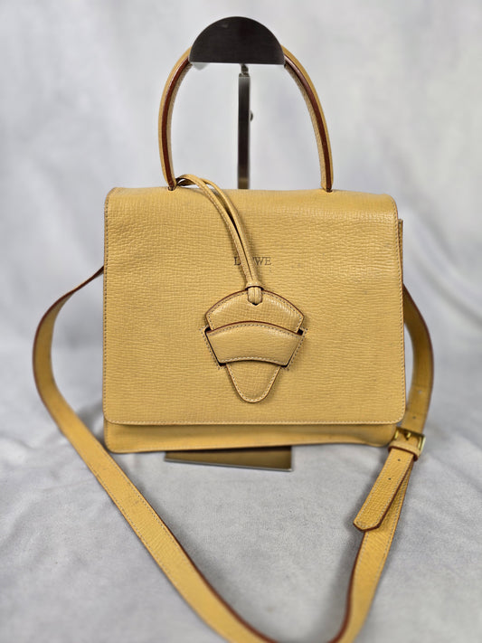 Loewe Barcelona Yellow Leather Two-Way Handbag