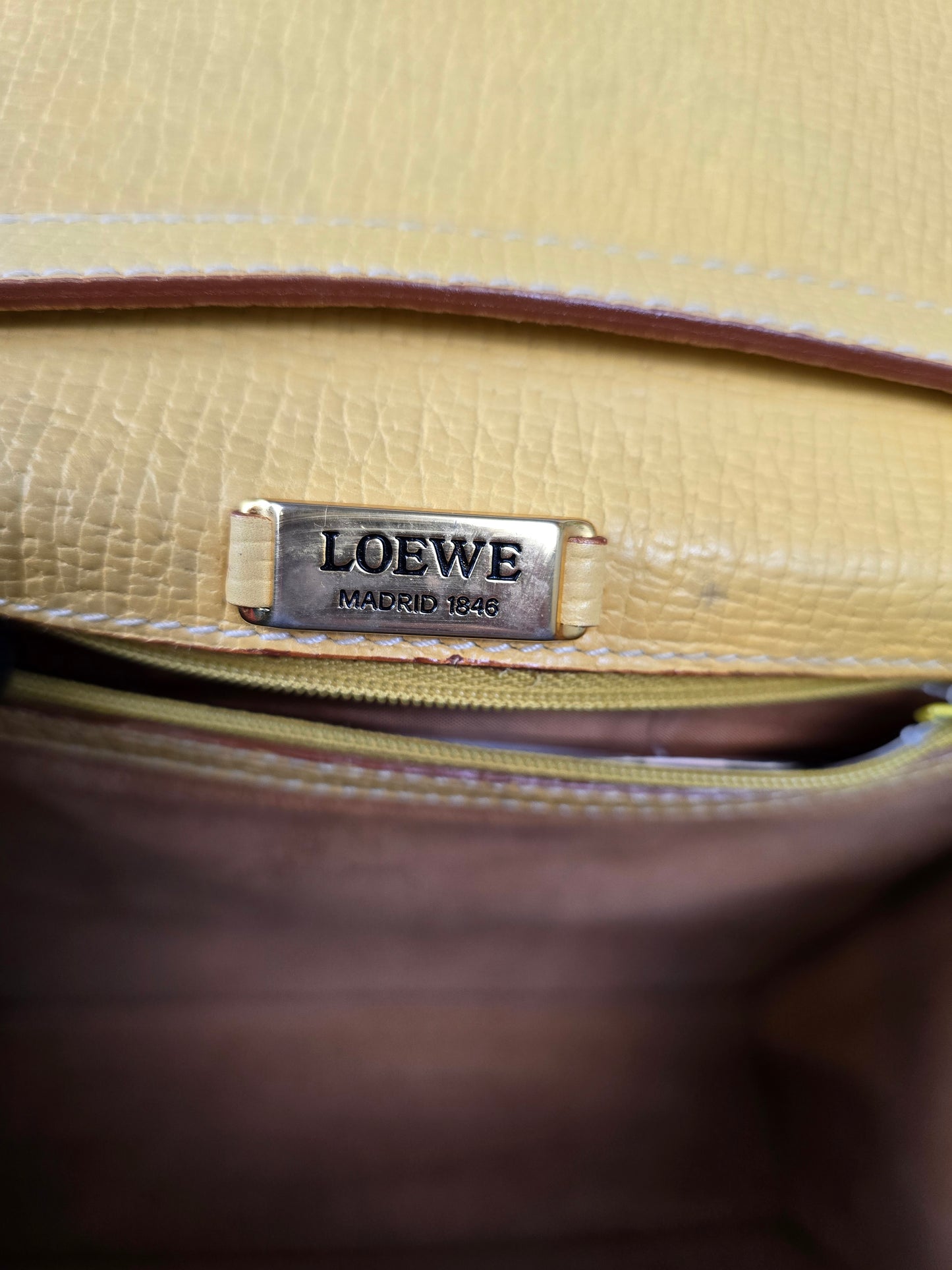 Loewe Barcelona Yellow Leather Two-Way Handbag