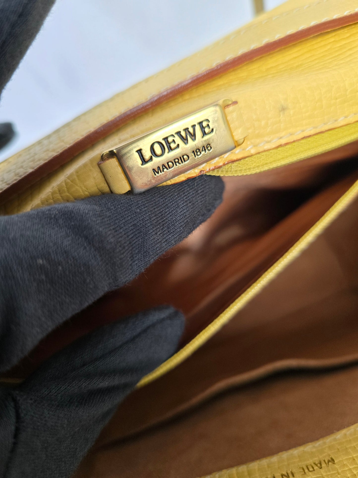 Loewe Barcelona Yellow Leather Two-Way Handbag