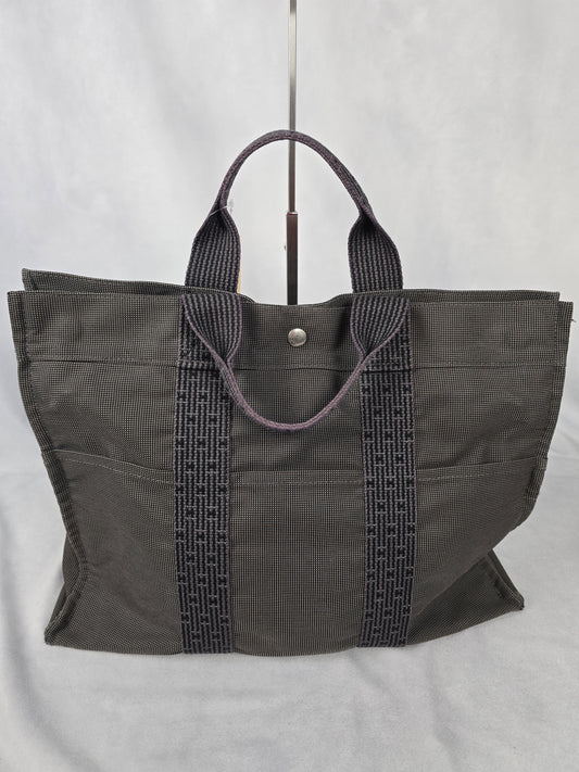 Hermes Fourre Air Line MM Gray Canvas Tote