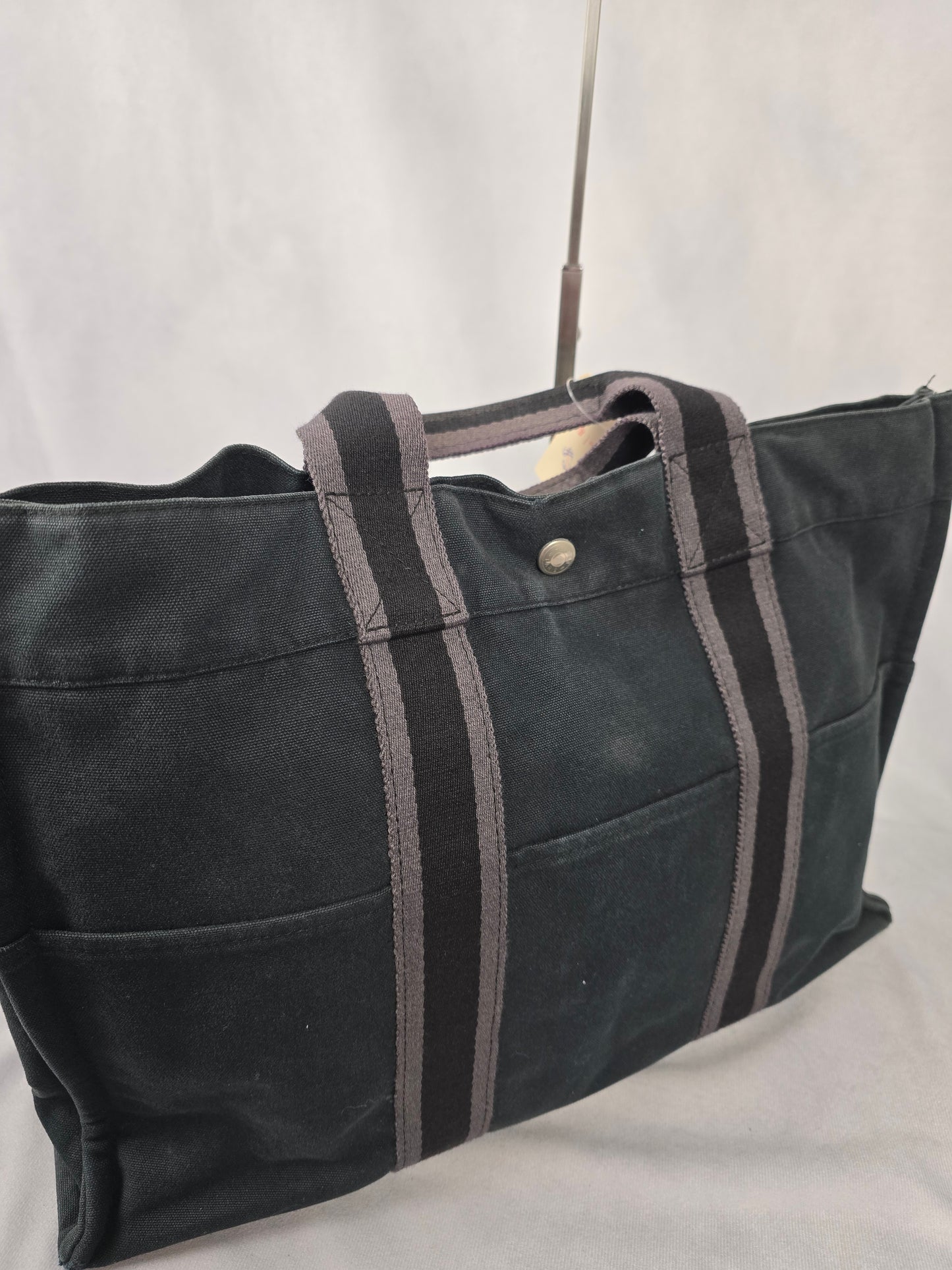 Hermes Fourre-Tout MM Black Canvas Tote