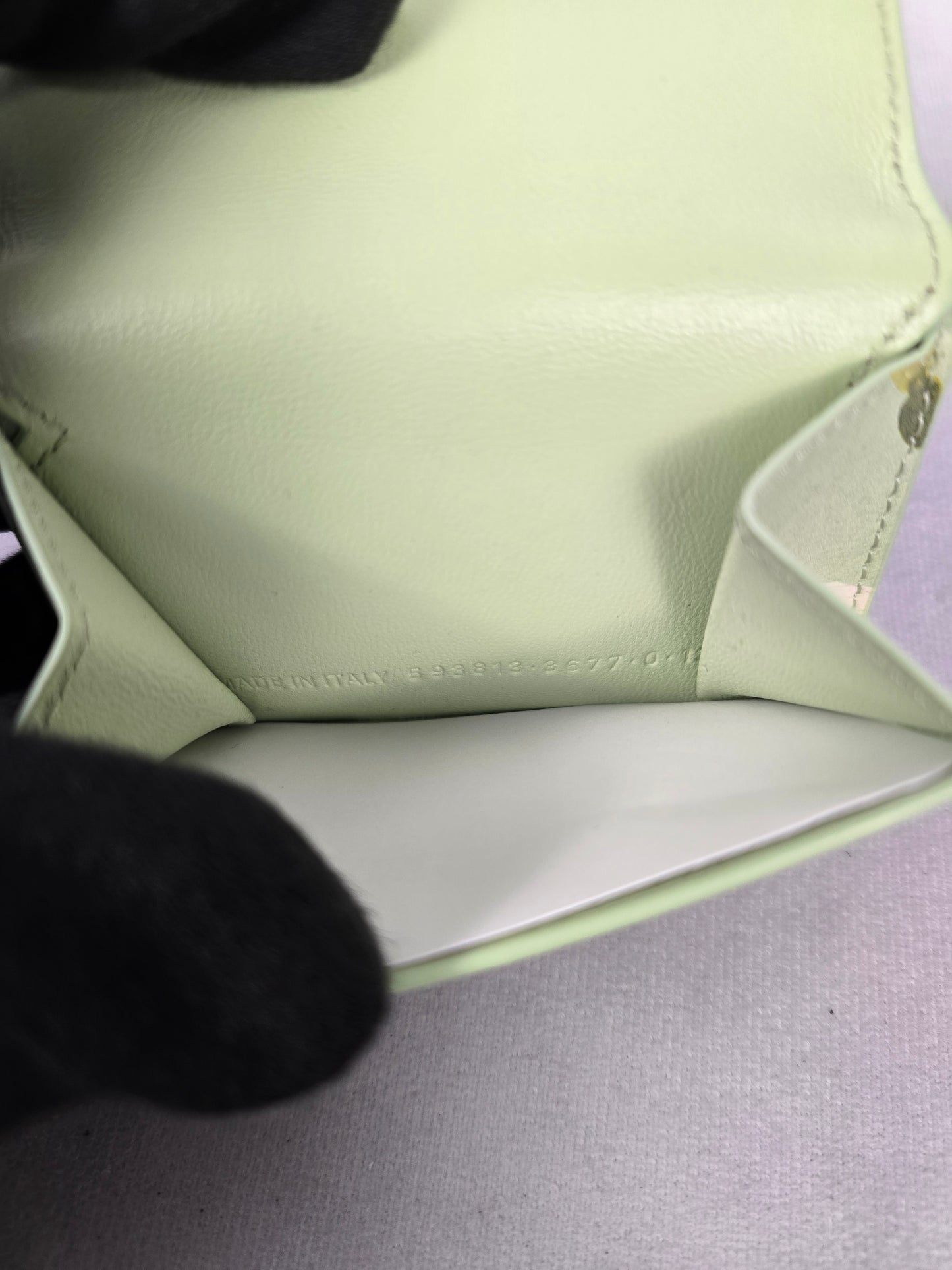 Balenciaga Cash Mini Wallet Lillies Print in Green Calfskin NWT