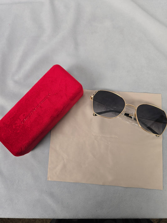 Carolina Herrera Aviator Gold Framed Jeweled Sunglasses in Case