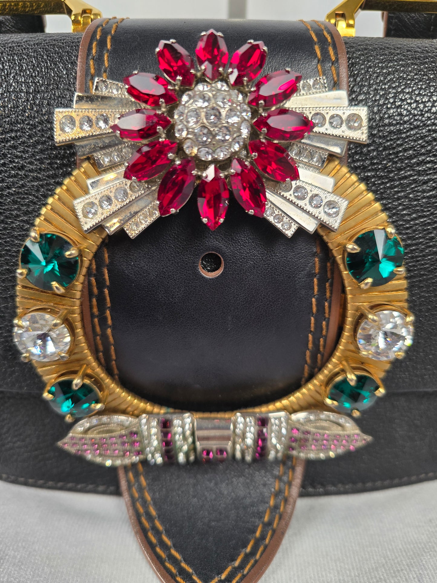 Miu Miu Black Madras Crystal Jewel Embelished Crossbody