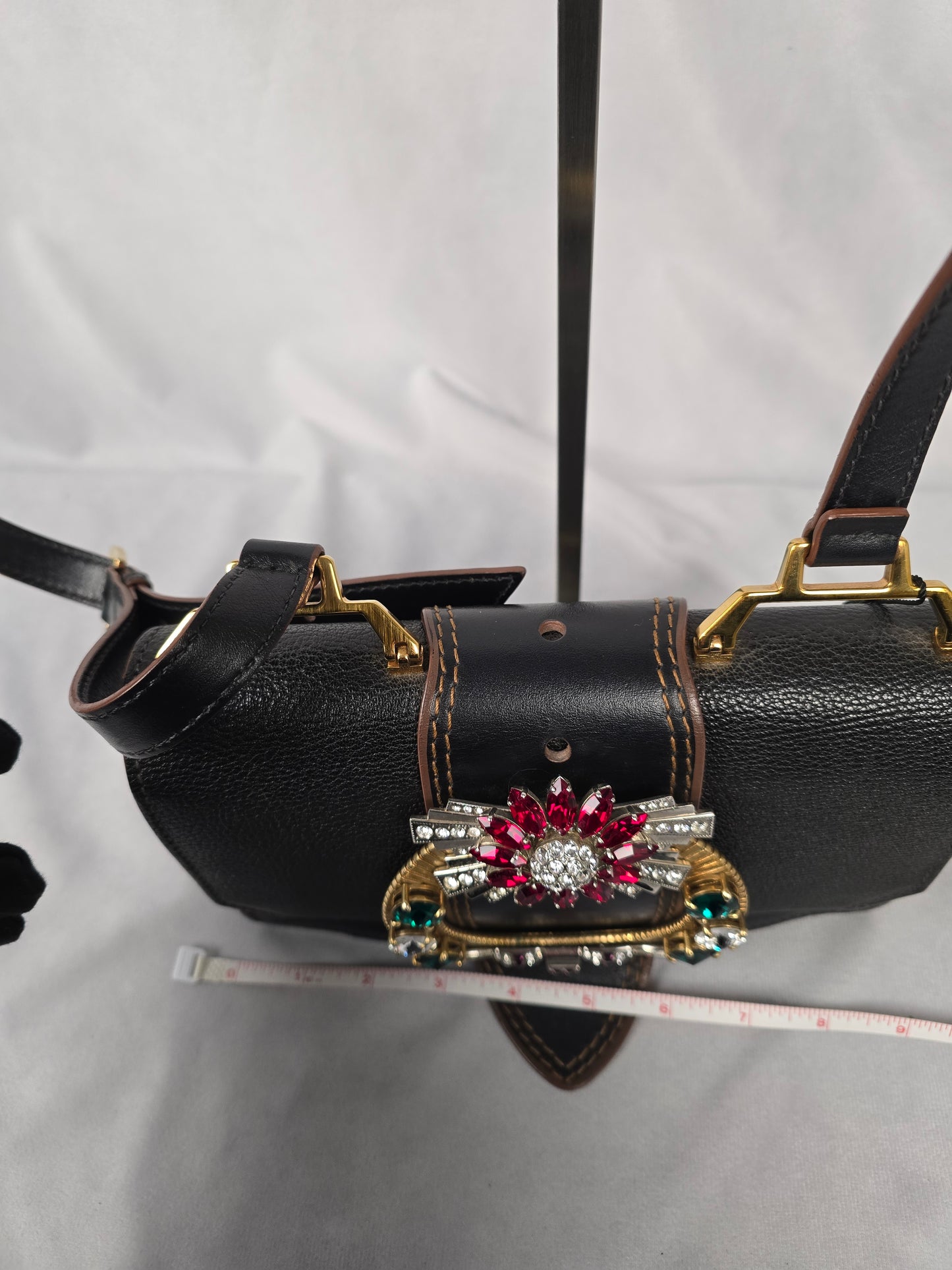 Miu Miu Black Madras Crystal Jewel Embelished Crossbody