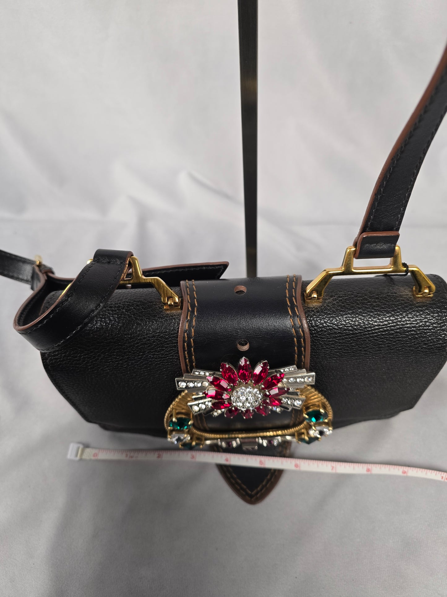 Miu Miu Black Madras Crystal Jewel Embelished Crossbody