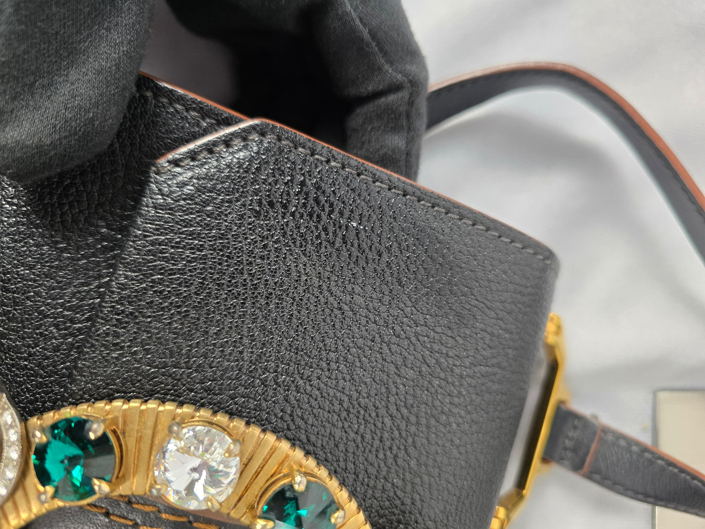 Miu Miu Black Madras Crystal Jewel Embelished Crossbody