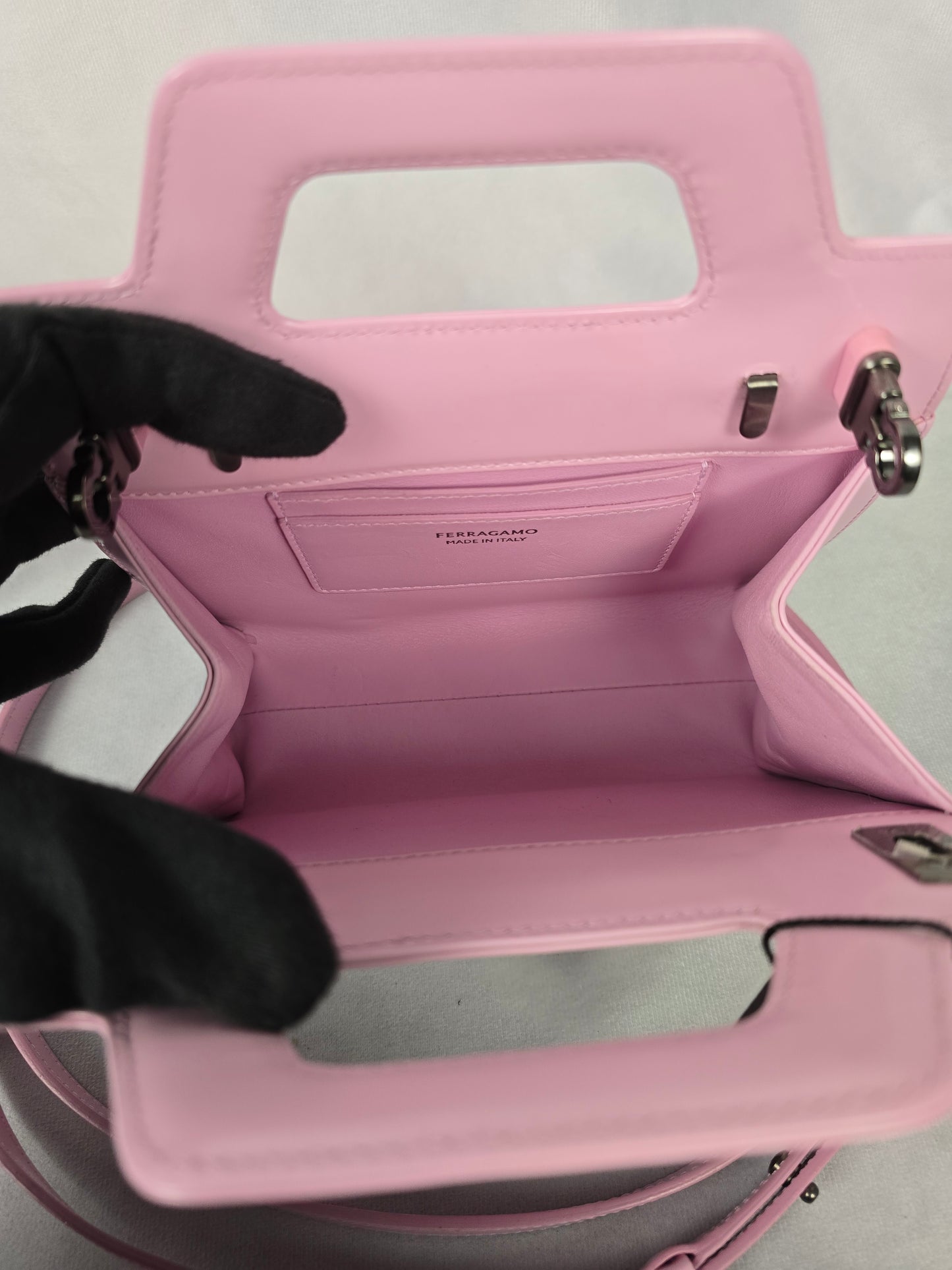 Ferragamo Wanda Mini Bubblegum Pink Calfskin Shoulder Bag