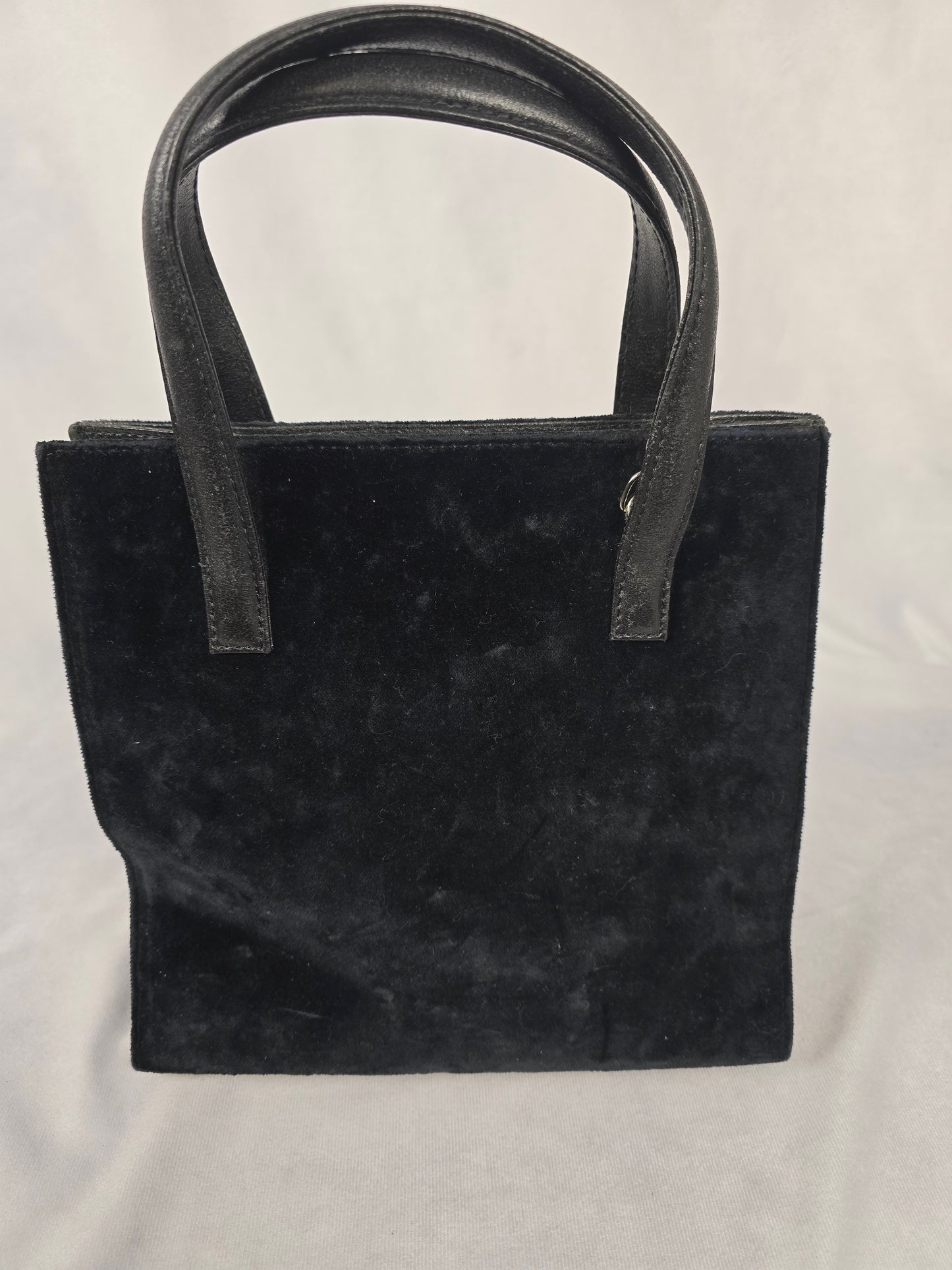 Fendi Vintage Black Velour and Leather Tote