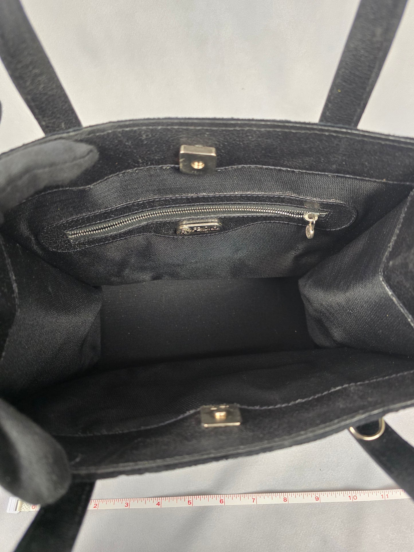 Fendi Vintage Black Velour and Leather Tote