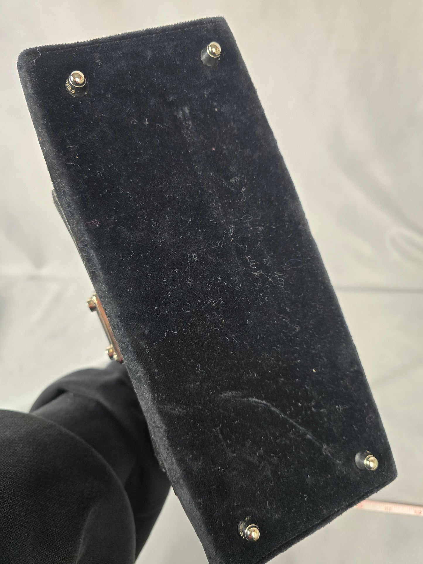 Fendi Vintage Black Velour and Leather Tote