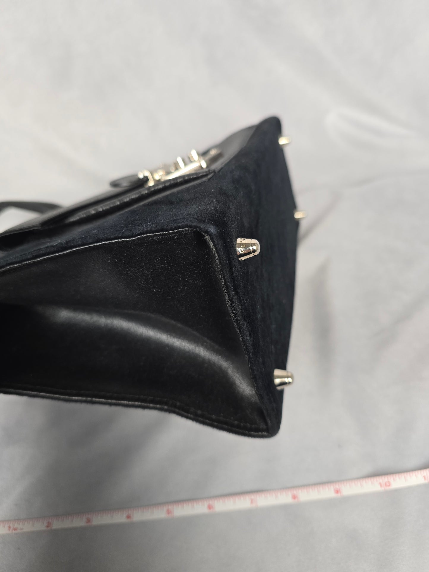 Fendi Vintage Black Velour and Leather Tote