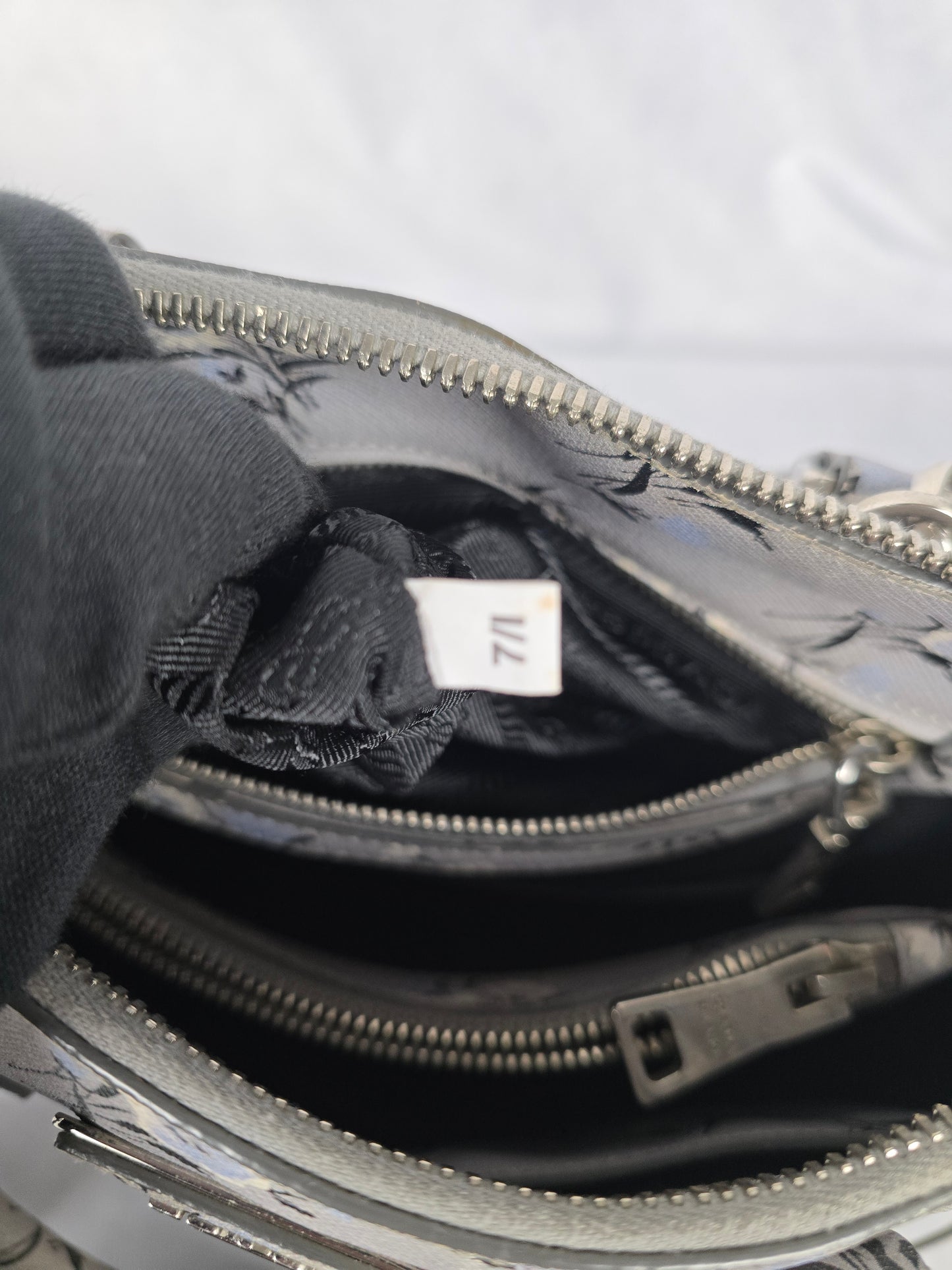 Prada Galleria Saffiano Soft  Leather Gray Floral Two-Way Hanbag