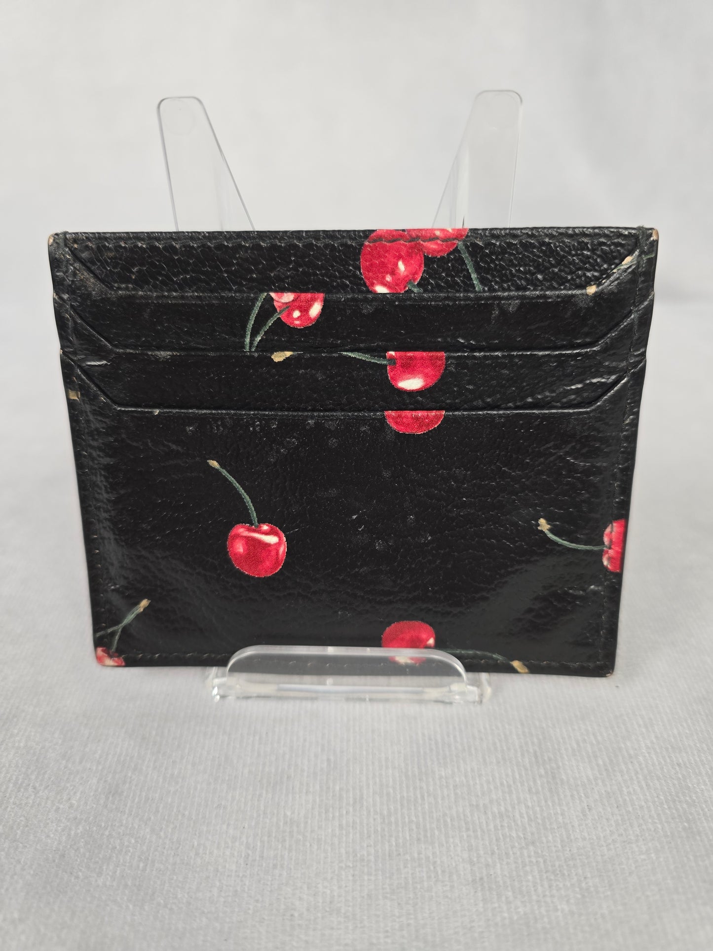 Miu Miu Black Card Holder with Cherry Print