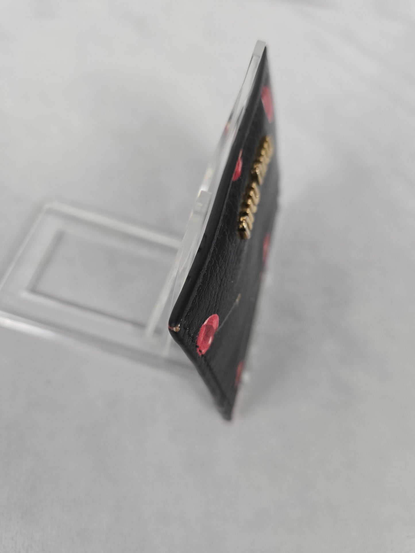 Miu Miu Black Card Holder with Cherry Print