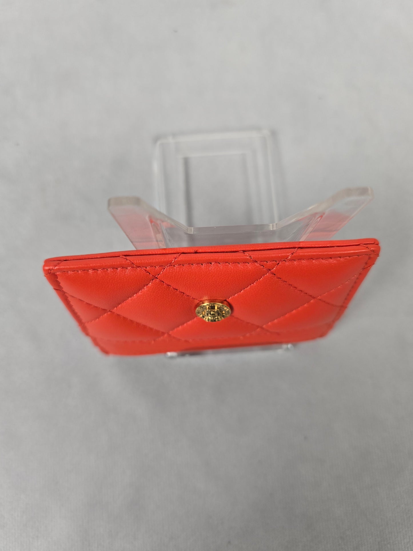 Versace Mini-Medusa Coral Quilted Lambskin Card Holder - NEW