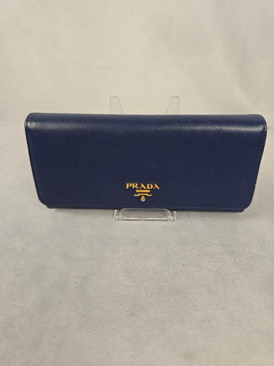 Prada Blue Saffiano Wallet