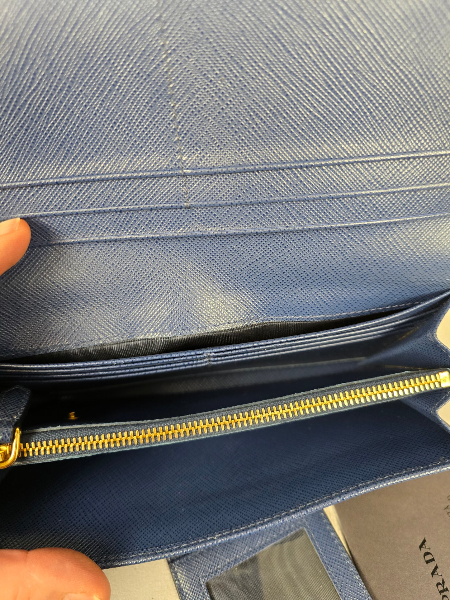 Prada Blue Saffiano Wallet