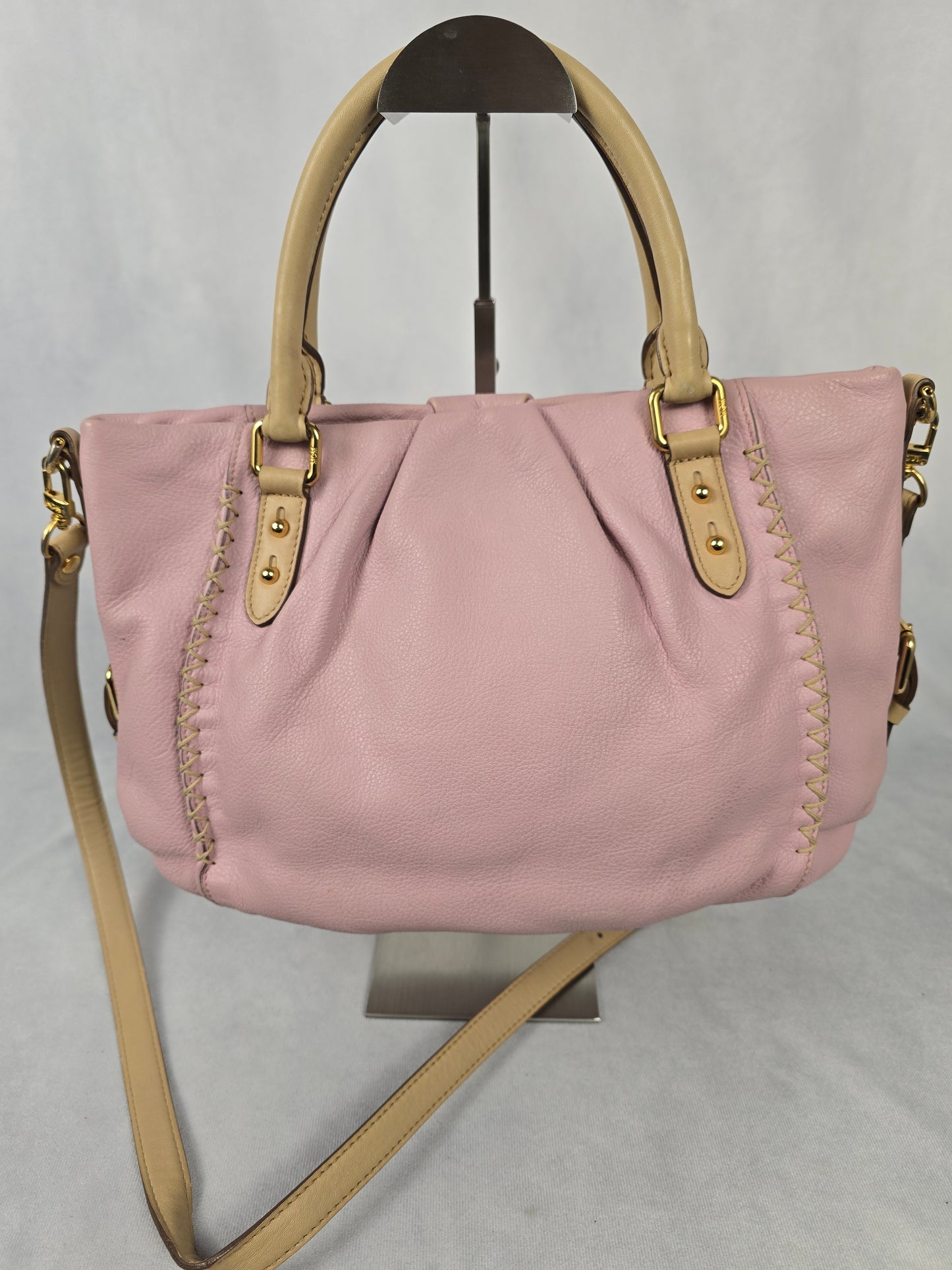 MCM Leather Pink/Beige Two-Way Bag