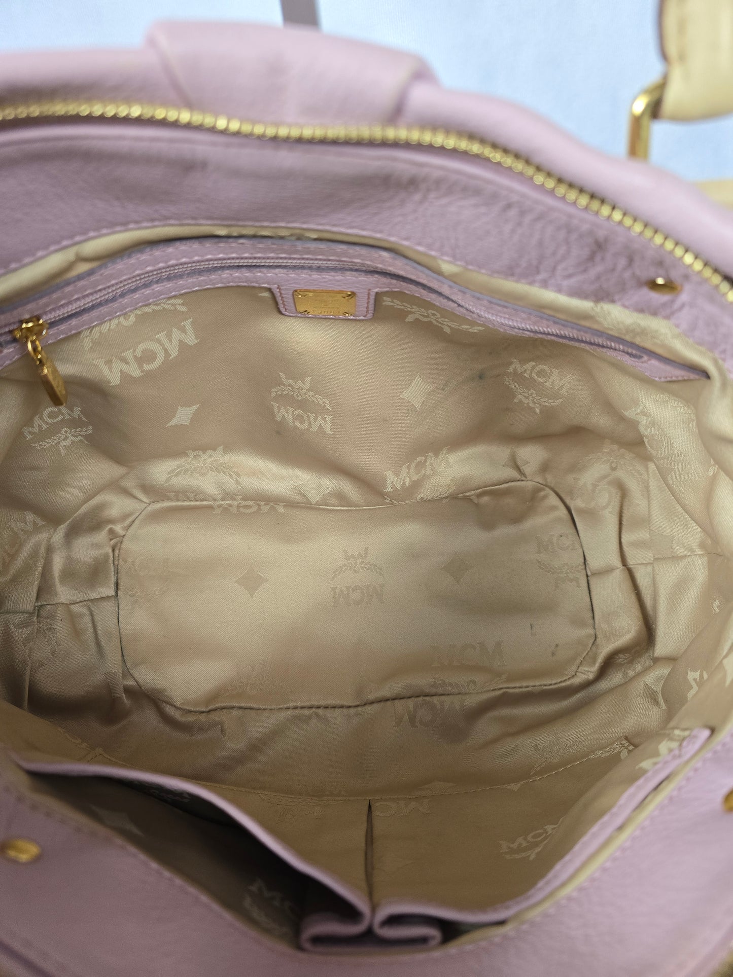 MCM Leather Pink/Beige Two-Way Bag