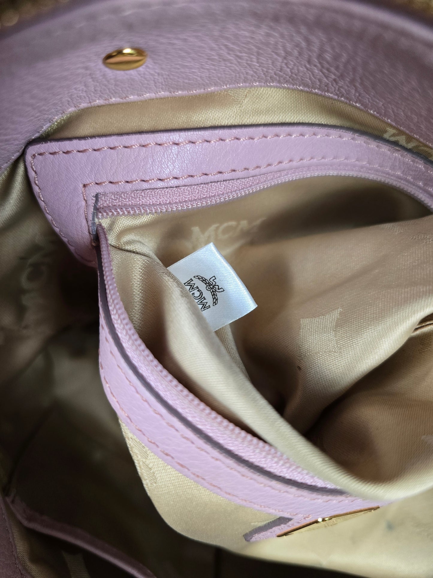 MCM Leather Pink/Beige Two-Way Bag