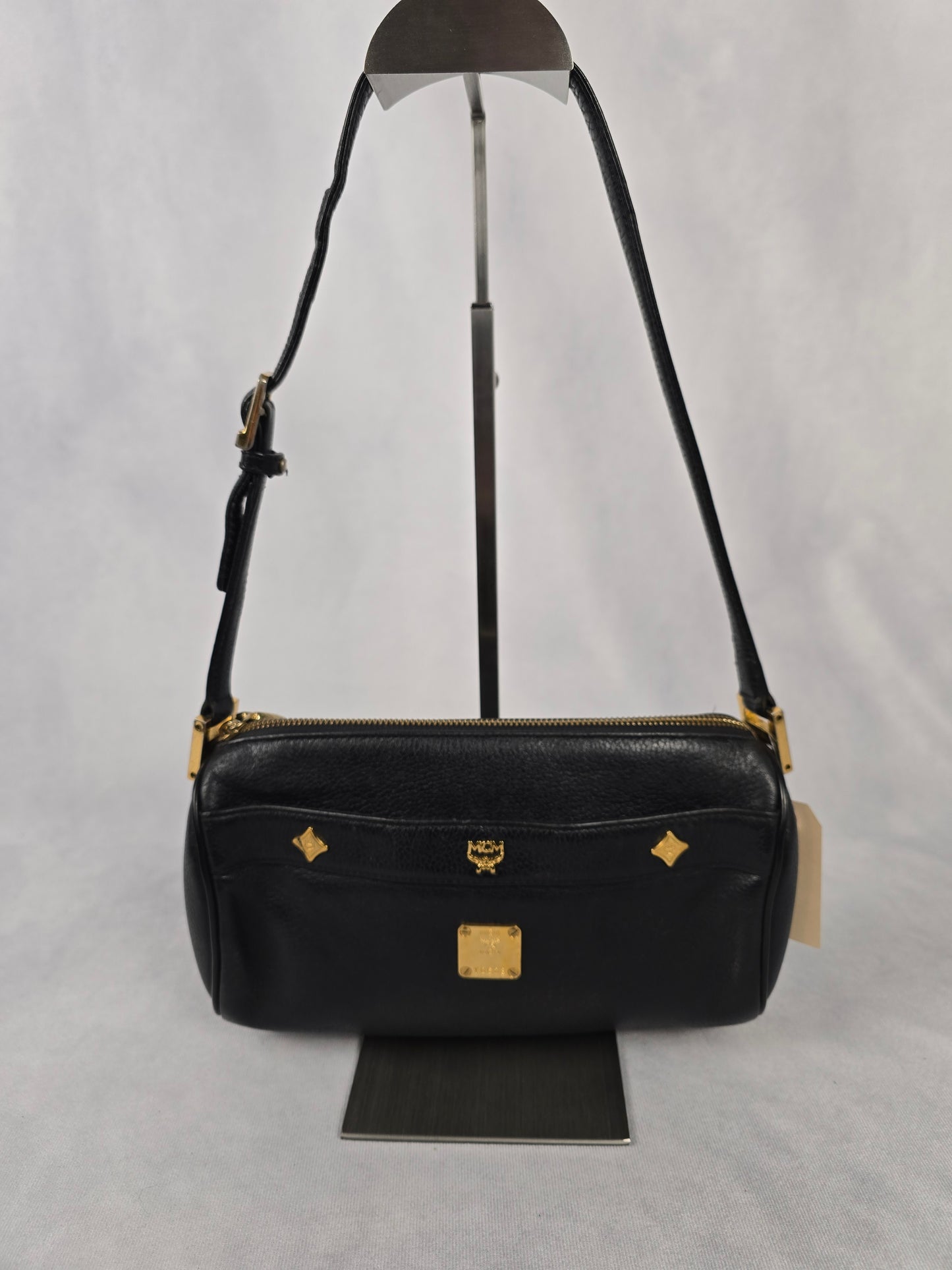 MCM Black Leather Papillion Shoulder Bag