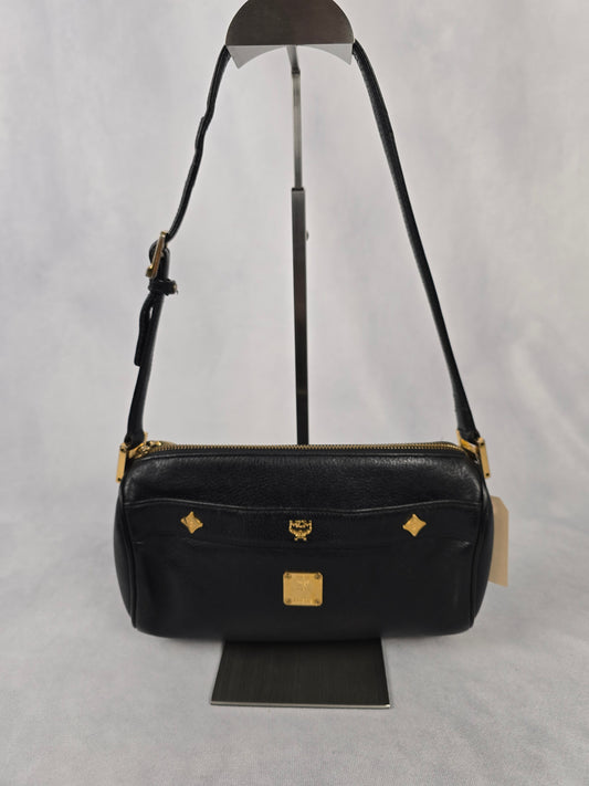 MCM Black Leather Papillion Shoulder Bag