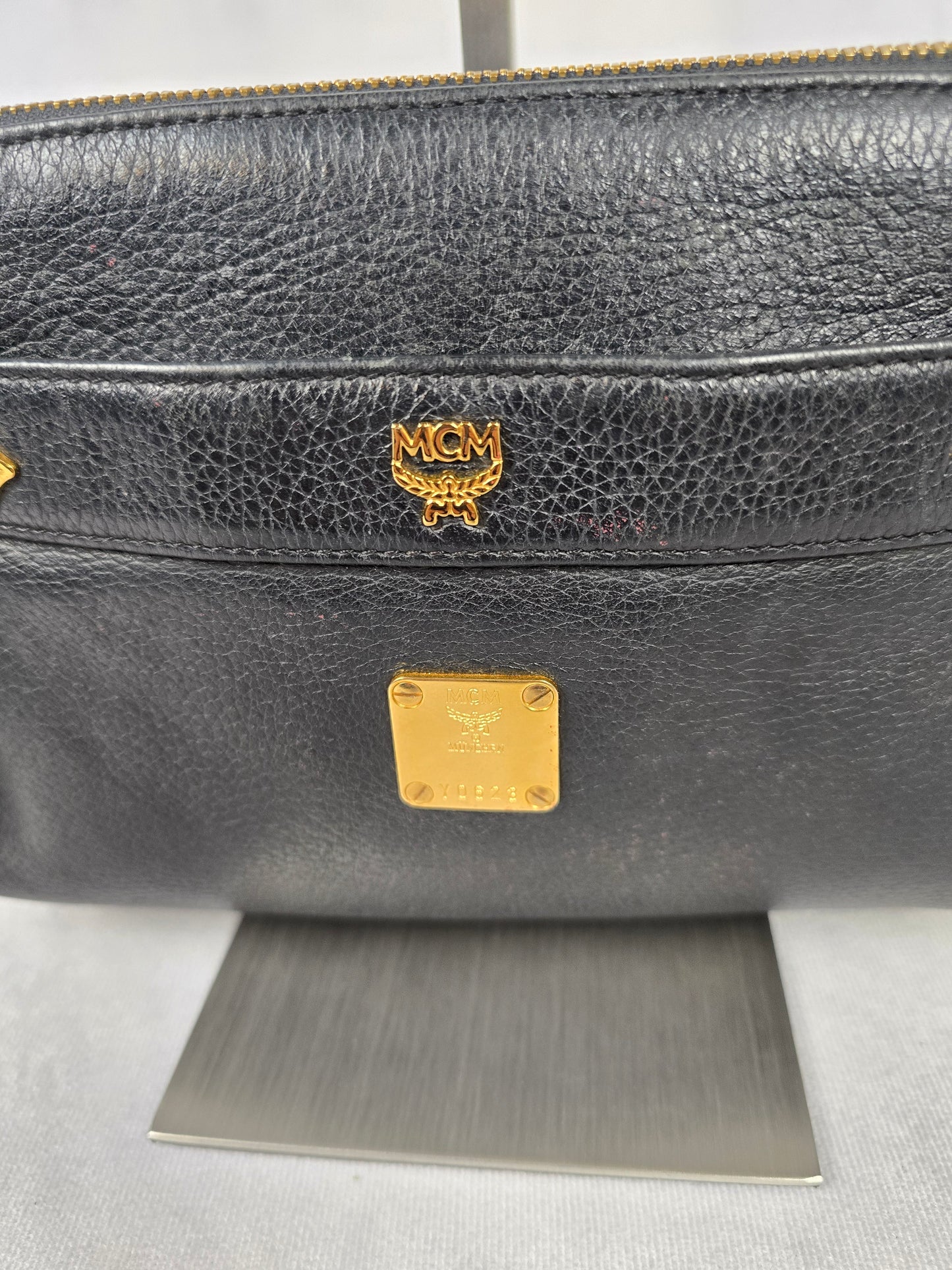 MCM Black Leather Papillion Shoulder Bag